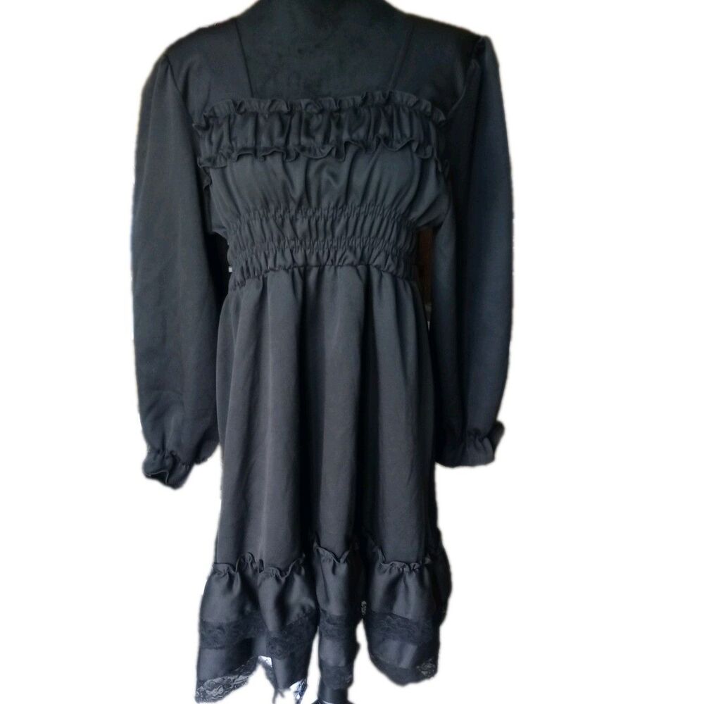 Sunny Step Women's 3X Black Ruffle Lace Mini Dress With Square Neckline, NWOT
